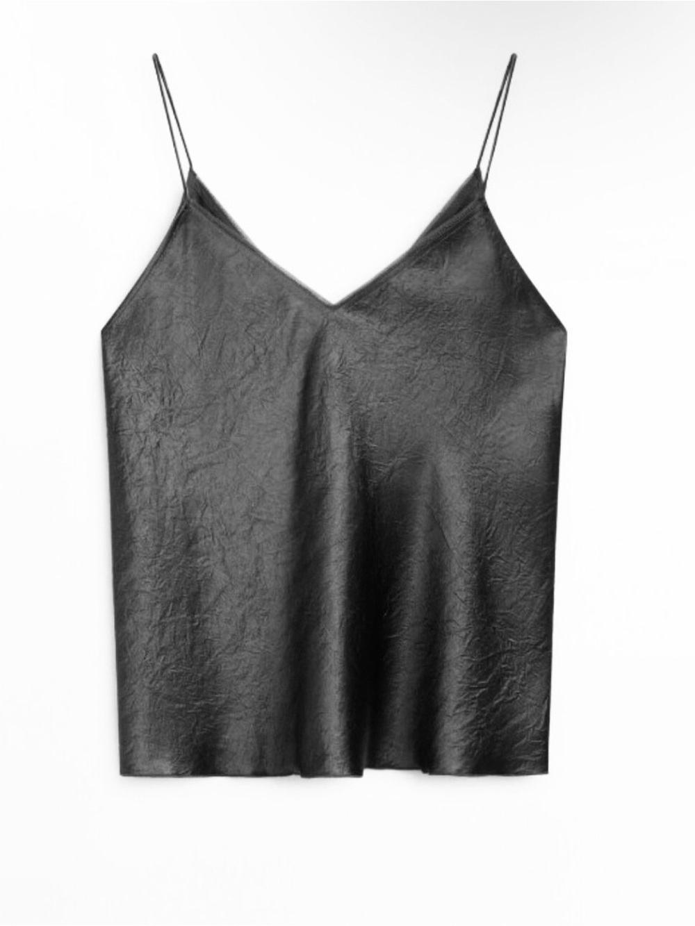Massimo Dutti Black Spaghetti Strap V-Neck Tank Top